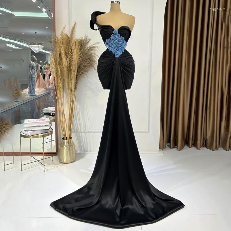 

Party Dresses Thinyfull Formal Prom Mini Mermaid 3D Flower Sweetheart Evening Dress Black Saudi Arabia Cocktail Gown Custom Size, Blue