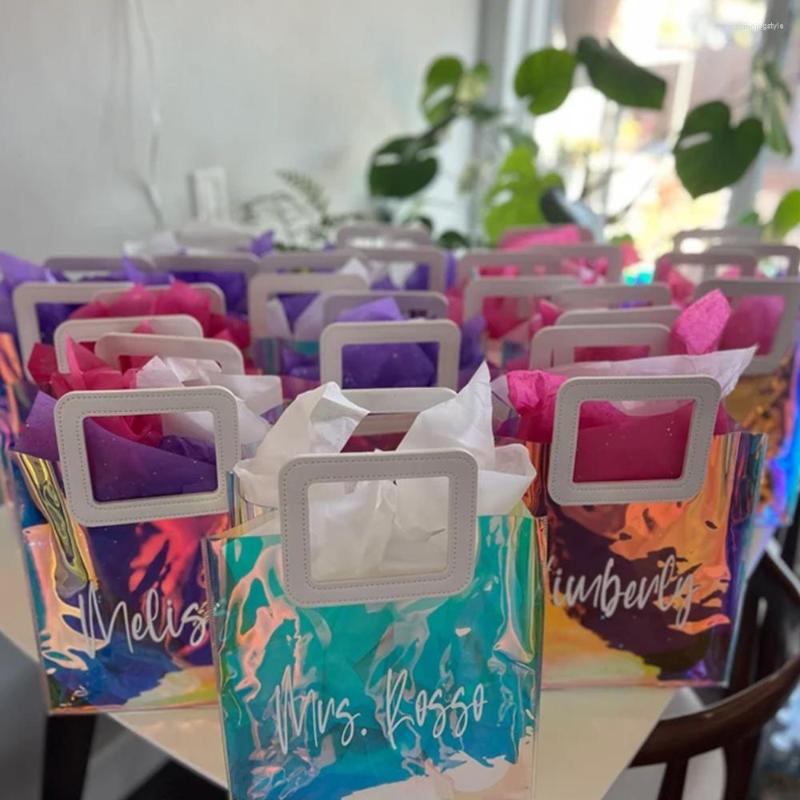 

Shopping Bags Bridesmaid Gifts Bag Personalized Proposal Holographic Bachelorette Thank You Custom Name Girls Trip, 20x20x10cm