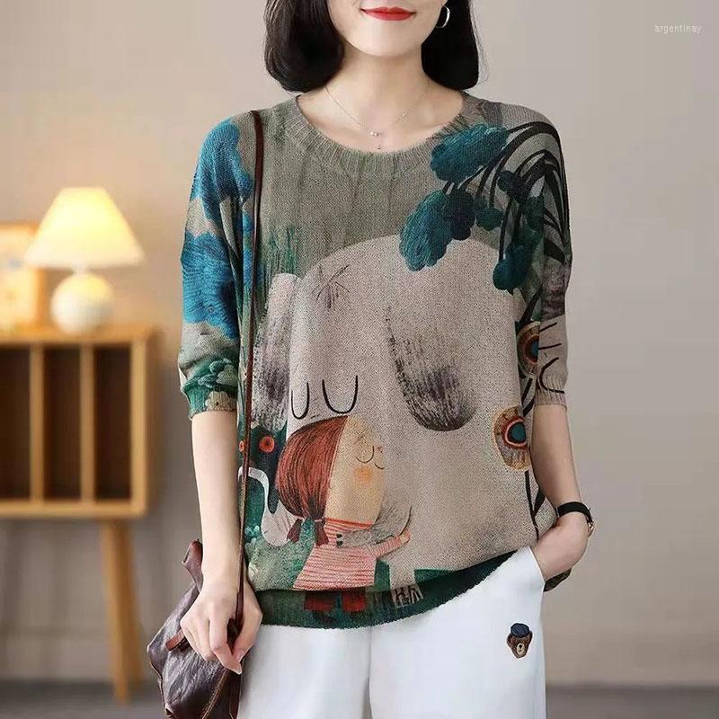 

Women's Blouses Fashion O-Neck Loose Vintage Printed Blouse Women's Clothing 2023 Summer Oversized Casual Pullovers Half Sleeve Shirt, Khaki