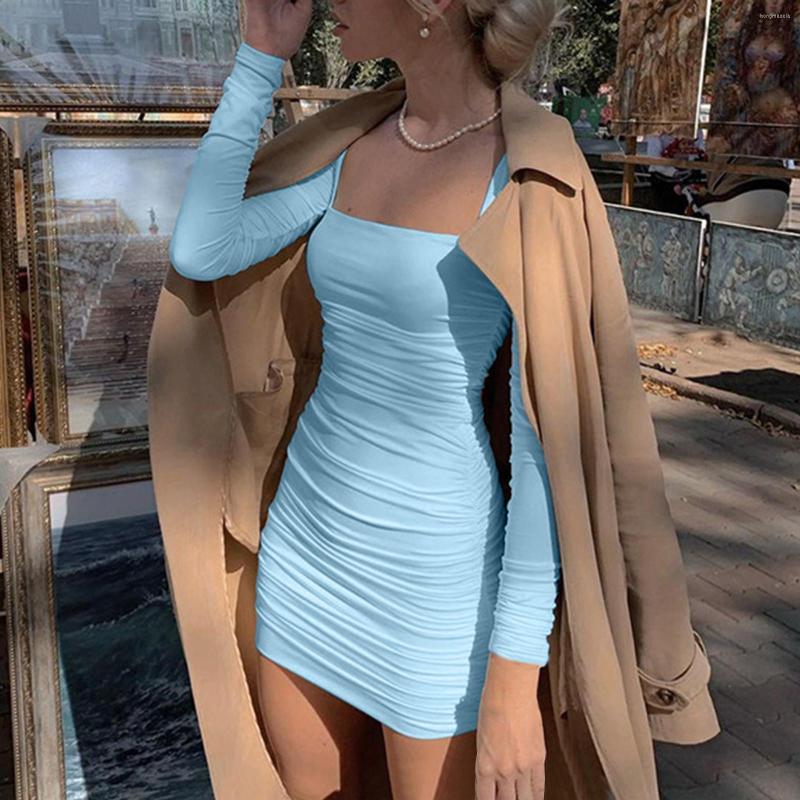 

Casual Dresses Women Elegant Slim Mini Dress Solid Color V Neck Soprano Breastfeeding For Rayon, Blue