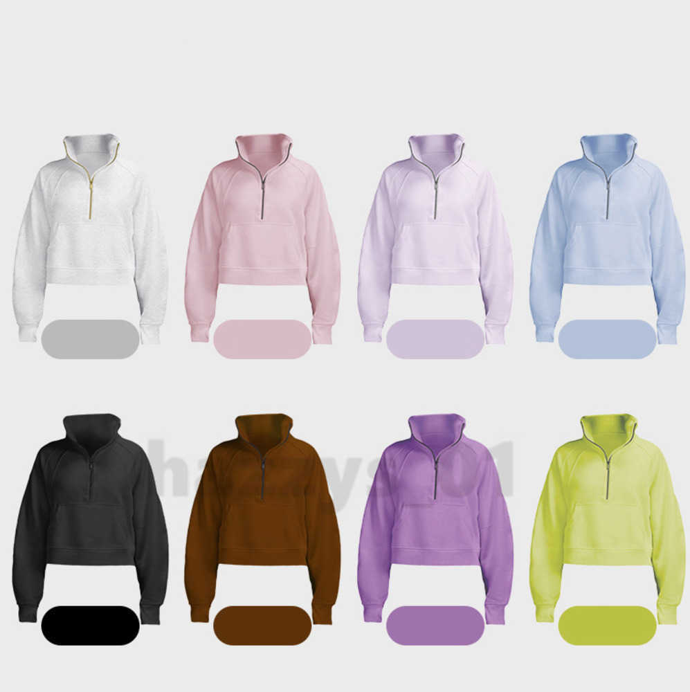

Autumn And Winter Yoga Hoodie Scuba Womens Plus Velvet Thickening Jackets Hoodys Sports Half Zipper Terry Designer Sweater Chothing Loose 2023, 19- no hooded