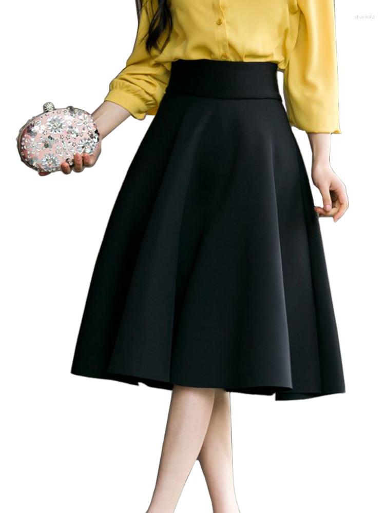 

Skirts 2023 XS-5XL Women Skirt High Waisted Female White Knee Length Bottoms Pleated Pink Black Red Blue
