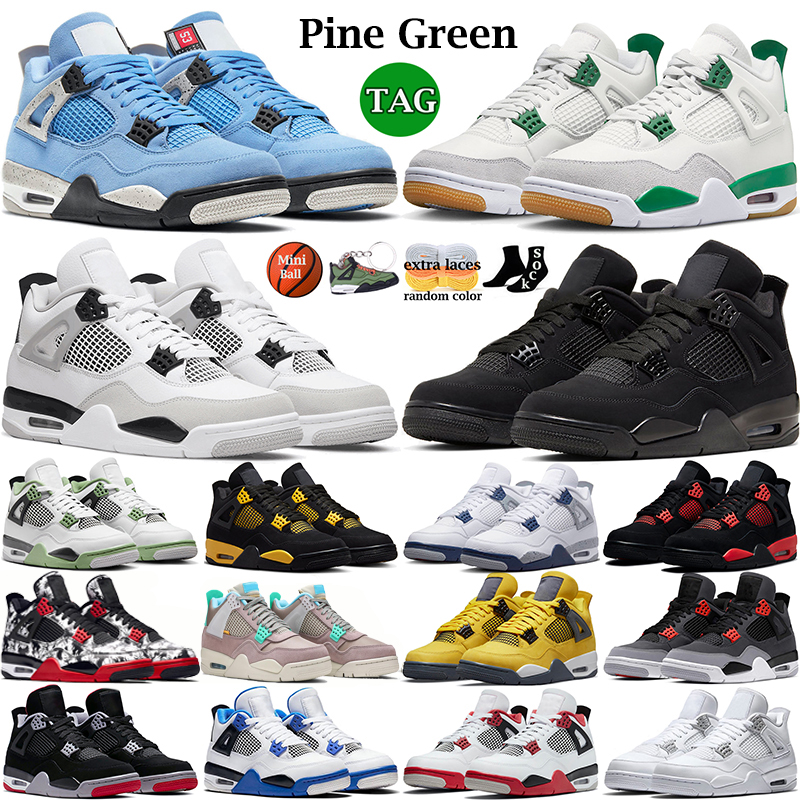 

4 basketball shoes for men women 4s Pine Green Military Black Cat Sail Red Thunder White Oreo Cool Grey Blue University Seafoam mens sports sneakers 2023, #27 green paisley