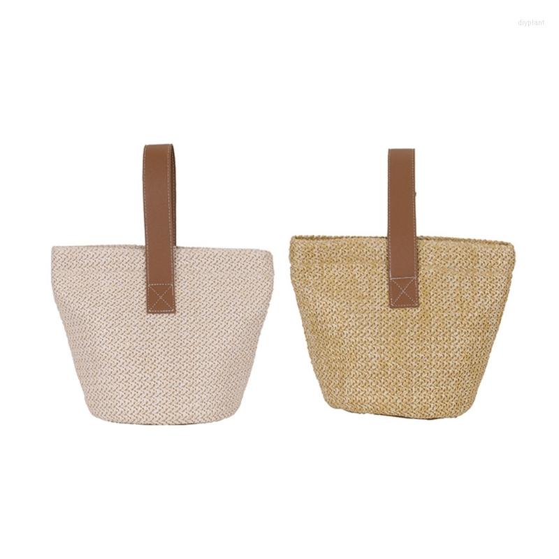 

Evening Bags Straw Bag For Women Summer Bucket Beach Woven Tote Vacation Gift Handbag Shopping, Beige