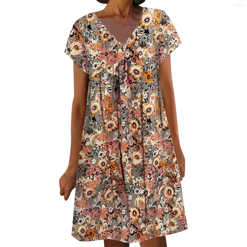 

Casual Dresses V Neck Short Sleeved Loose Dress Simple And Exquisite Design