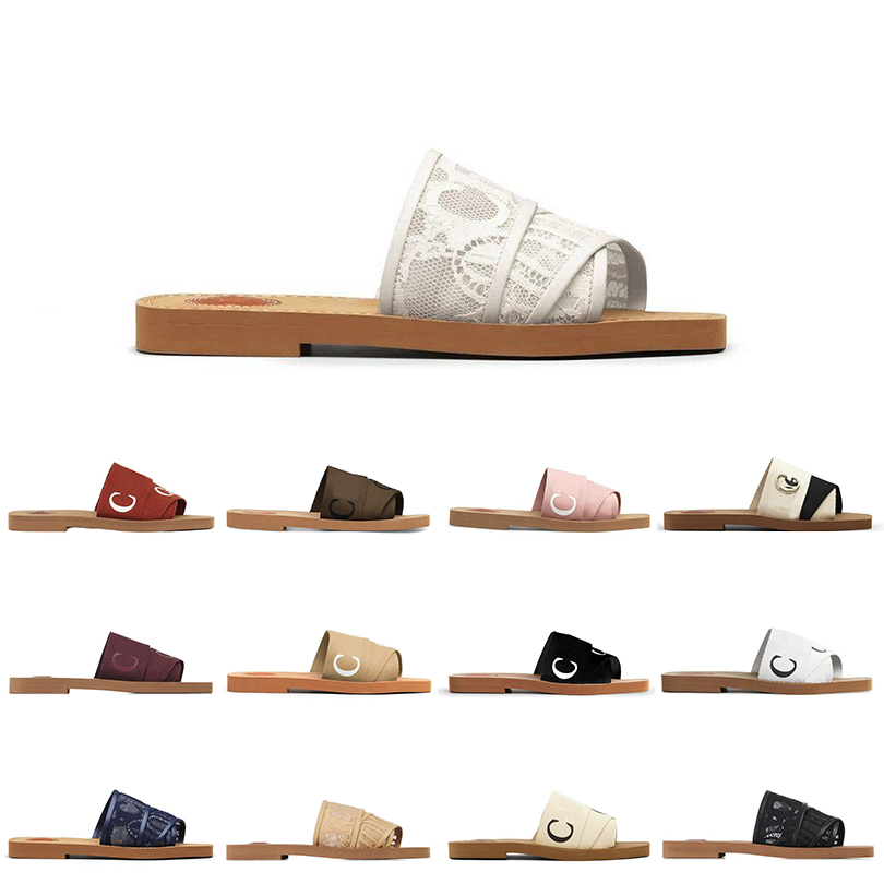 

Slippers Designer woody Men Women Slides canvas Sandals Light tan beige white black pink flat mules shoes Mens Womens Clogs sail Beach fashion Shoes Outdoor Indoor, Color#5