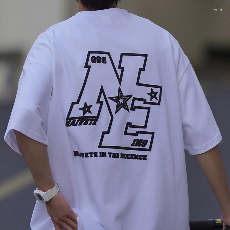 

Men's T Shirts High Quality Combed Cotton Oversized Men T-Shirt 2023 Brand Fashion Casual Summer Short Sleeve Street Top Trendy Printin, White