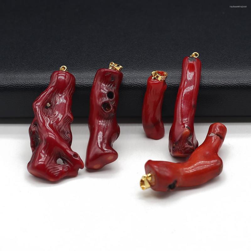 

Pendant Necklaces Natural Stone Red Coral Pendants Branch Shape Imitation For Tribal Jewelry Making DIY Women Necklace Earring Party Gifts