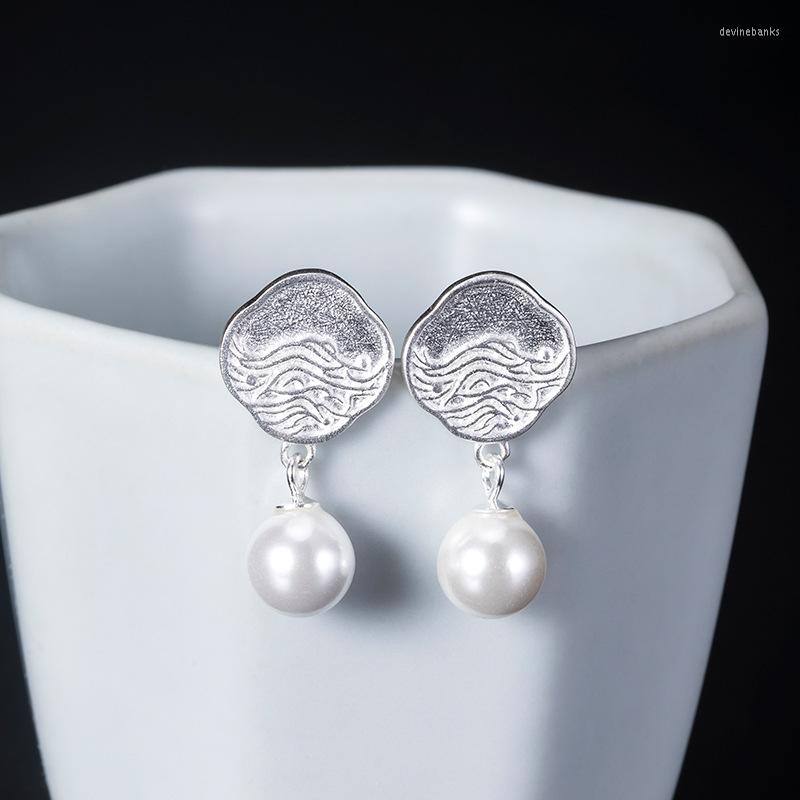 

Dangle Earrings Authentic 925 Sterling Silver Cloud Pearl For Women Exquisite Vintage Daily Accessories