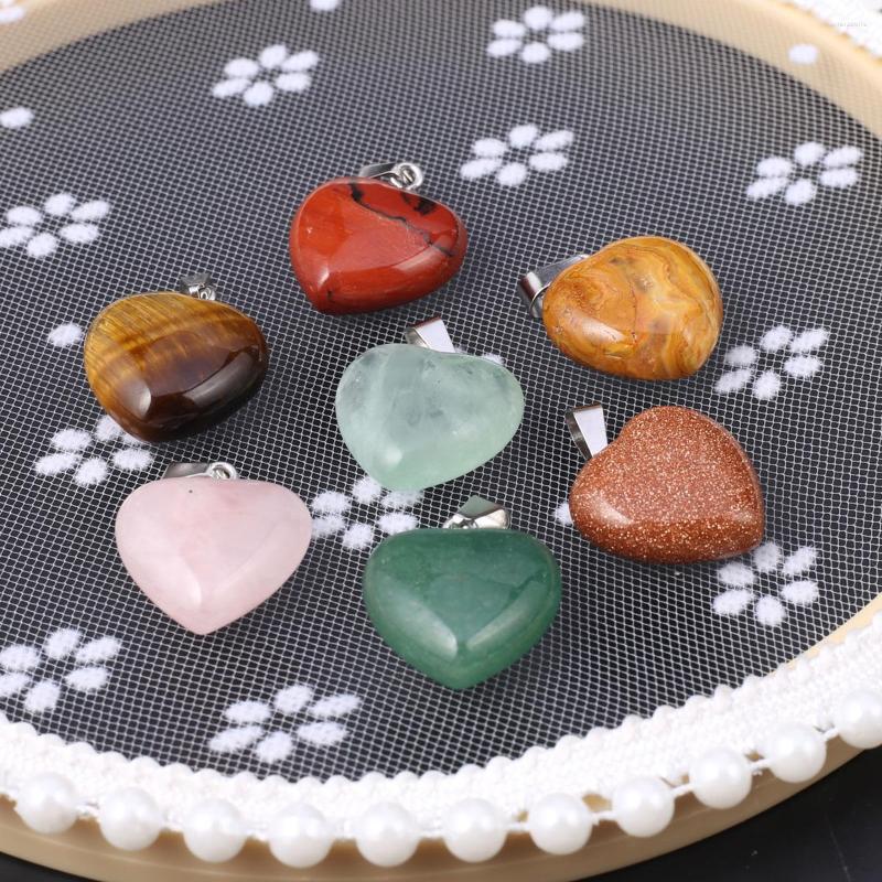 

Charms 2 PCS Love Shape Pendant Natural Semi-precious Crystal Agate Tiger Eye DIY Charm Couple Jewelry Making Accessories