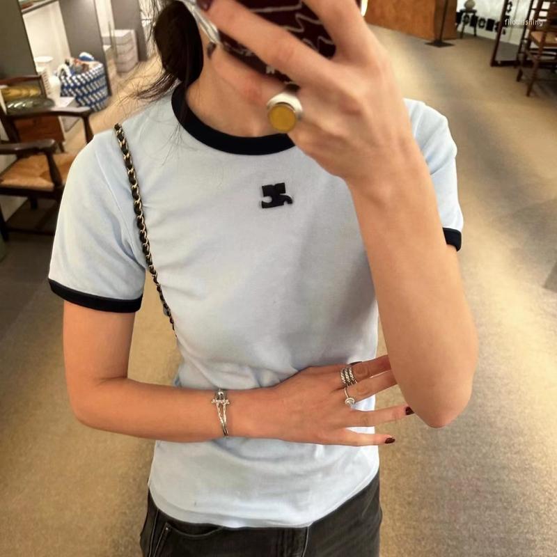 

Women' T Shirts 2023 Black And White Color Block Short-sleeved T-shirt Women