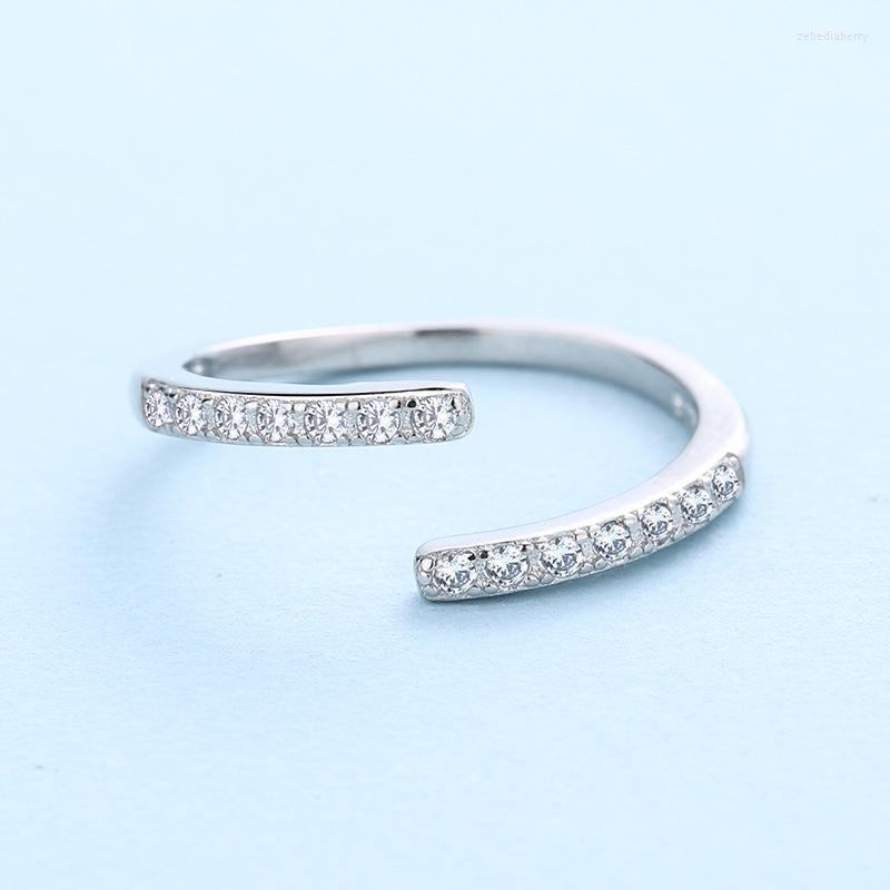 

Wedding Rings Trendy Silver Color Crystal Chains For Women Bridal Engagement Jewelry Large Opening Antique