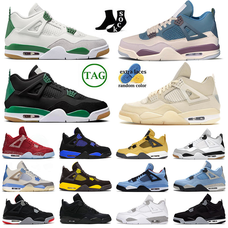 

top jmpman 4 4s mens womens outdoor basketball shoe Thunder Black Green Seafoam Military Black Pine Green Craft alternate sports sneakers designer big size: 36-47, 36-47 45