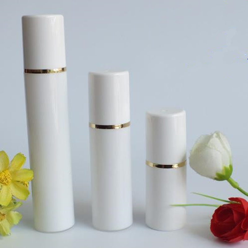 

100PCS/lot 15ml 30ml 50ml PP airless bottle white clear color airless pump for lotion BB cream vacuum bottle White + Gold