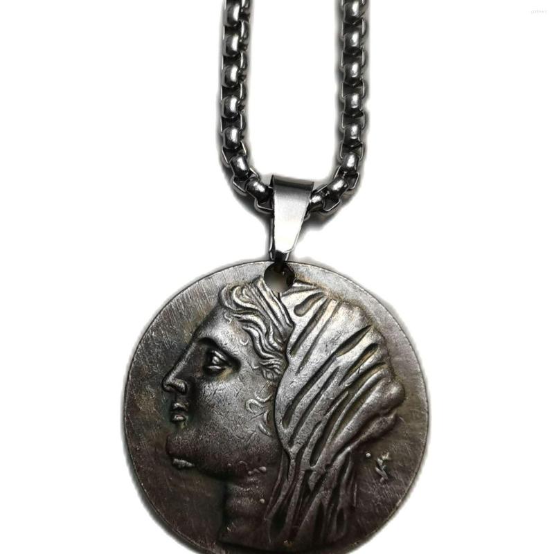 

Pendant Necklaces Vintage Ancient Coin Silver Plated Man / Women Jewelry P0035