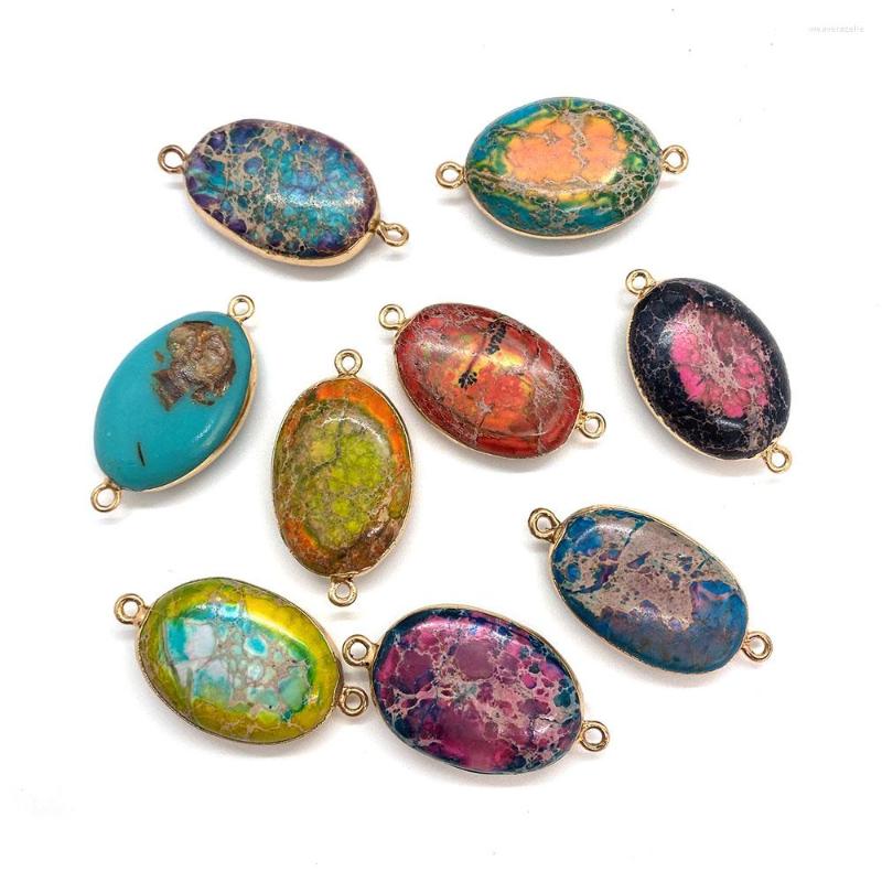 

Charms Natural Stone Double Ring Pendant Emperor Colorful DIY Jewelry Bracelet Accessories Used In Making 40x20mm