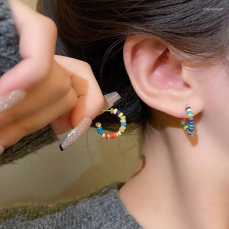 

Hoop Earrings Colorful Beaded For Women Ins Trend Ear Hoops Ethinc Vintage Bead Earring Party 2023 Fashion Romantic Accessories
