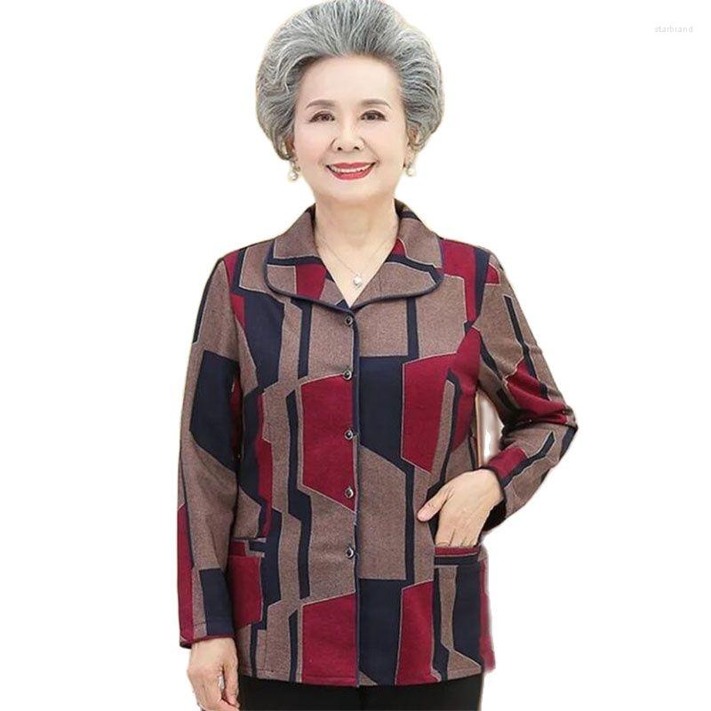 

Women's Jackets Middle Aged And Elderly Grandmother Women's Coat Tops 2023 Spring Autumn Thin Shirts Jacket Fashion Female Outerwear 5XL, Red