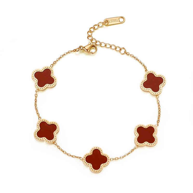 

New style Jewelry Luxury Gift Stainls Steel 18K Gold Women Lucky Flower Bracelet