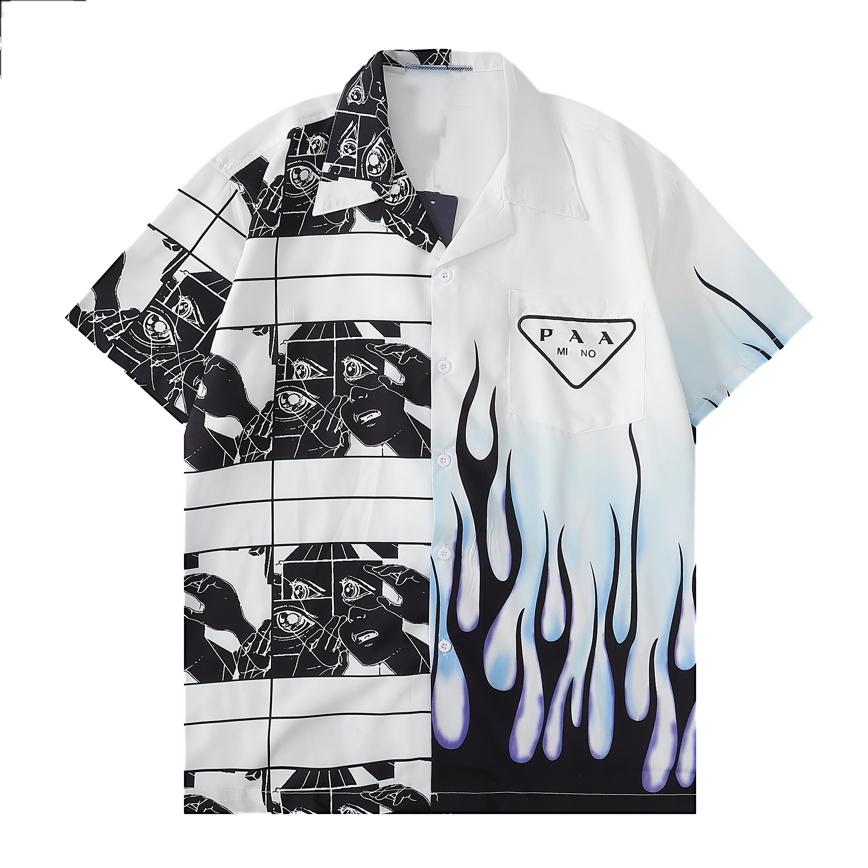 

zaa2023 Luxury Designer Shirt Men's Fashion Geometric Printing Bowling Shirt Hawaiian Flower Casual Shirt Men's Slim Fit Short Sleeve VersatileM-3XL, Customize