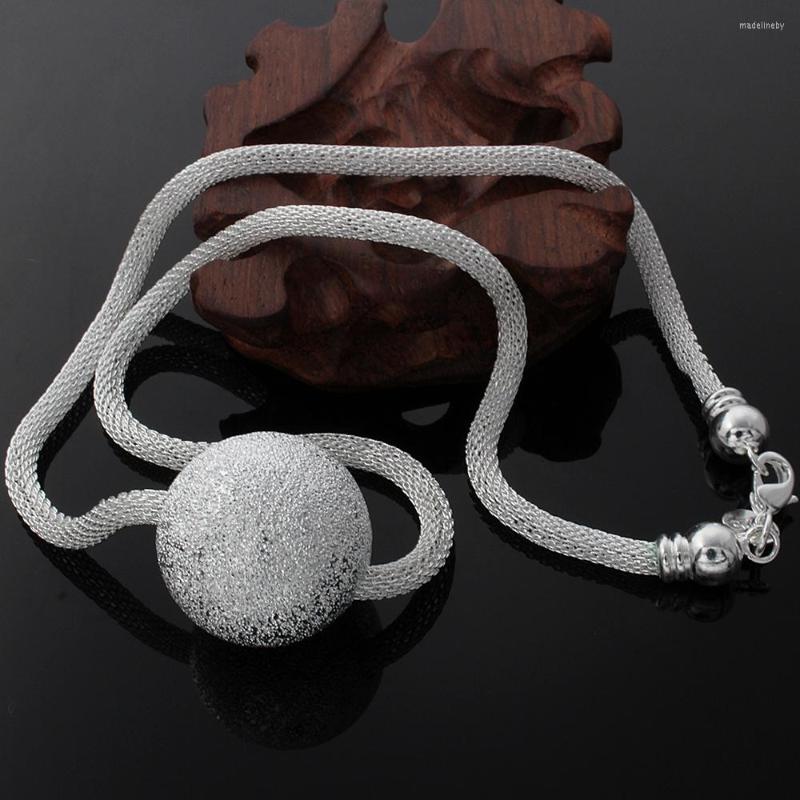 

Chains Boutique 925 Sterling Silver Matte Large Orb Pendant Necklace Women Luxury Fashion Party Jewelry Gifts
