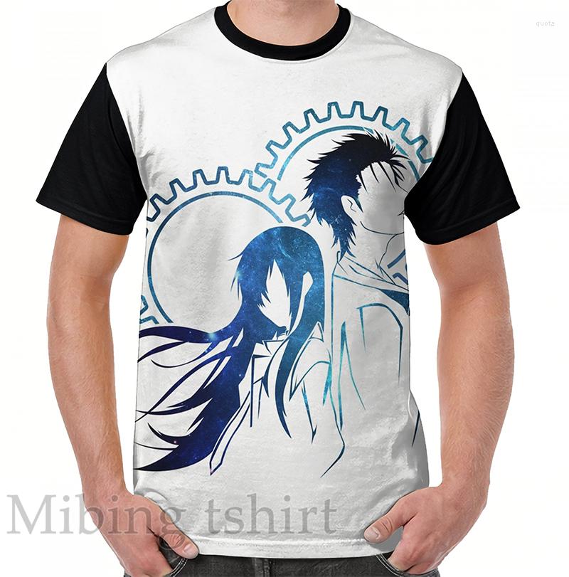 

Men' T Shirts Funny Print Men Shirt Women Tops Tee Okabe And Kurisu Graphic T-Shirt O-neck Short Sleeve Casual Tshirts