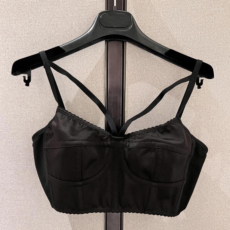 

Women's Tanks High Quality Women's Top Black Fashion Runway All-Match Beach Vacation 2023 Spring And Summer For Ladies