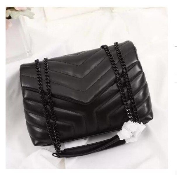 

Luxurious bags LOULOU Women Designer Black Leather Large-Capacity Chain Shoulder Bag Quilted Messenger Handbags Purse Shopping Wallets Totes flap bags