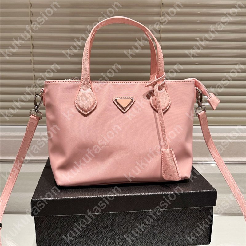 

2 Sizes Nylon Womens Designer Tote Bags Man Luxury Handbags With Strap Classic Zipper Fashion Small Tote Bag Shoulder Bags, Black 15cm