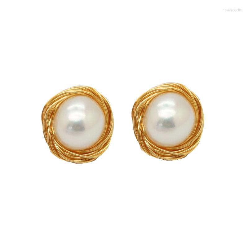 

Dangle Earrings Natural Pearl Bird Nest Ear Nails Elegant Temperament Individual