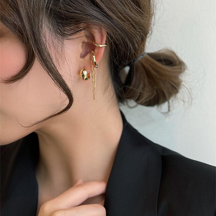 

Dangle Earrings 4pcs/set Chain Tassel Ear Bone Clip Earring Set Female Korean Simple Versatile Light Luxury Temperament