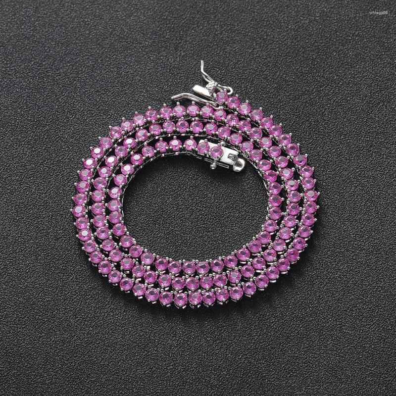 

Chains 3mm CZ Iced Out Cubic Zirconia Brass Setting Tennis Chain Necklace BC158