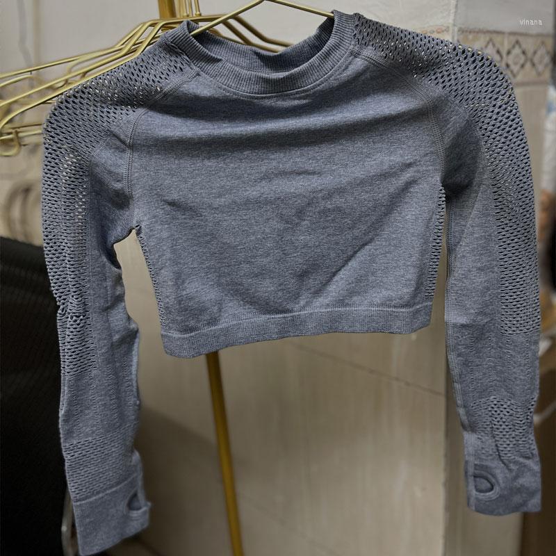 

Active Shirts Women Long Sleeve Yoga Crop Top Breathable Gym Clothing T-shirts Quick Dry Sports, Picture shown