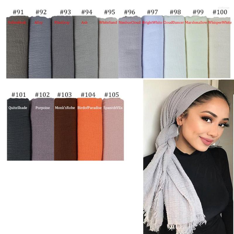 

Scarves 180X90CM Wholesale 10pcs Crinkle Crimp Cotton Viscose Turban Hijab Shawls Women Muslim Scarf