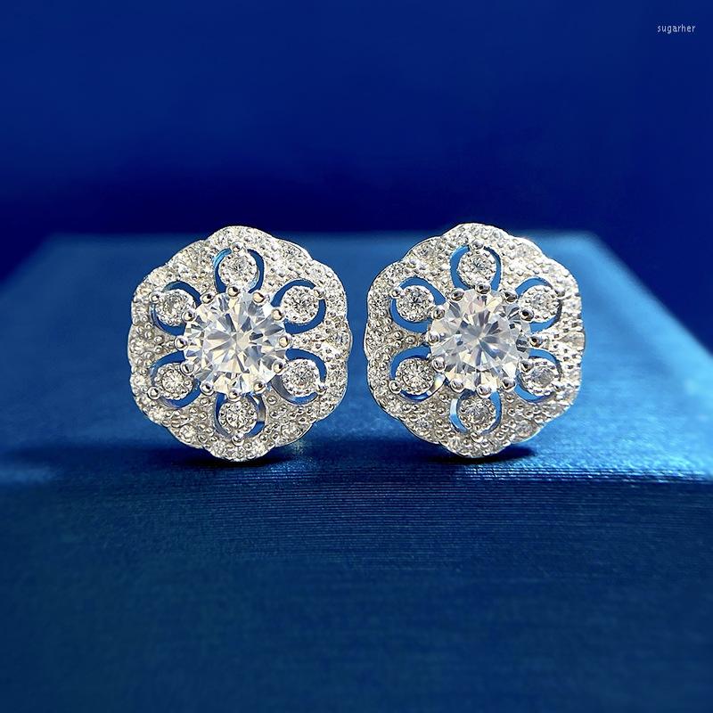 

Stud Earrings 2023 925 Silver Flower Female Personalized Exquisite Round Ins