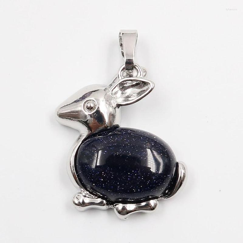 

Pendant Necklaces FYSL Silver Plated Lovely Blue Sand Stone For Gift Opalite Opal Animal Jewelry