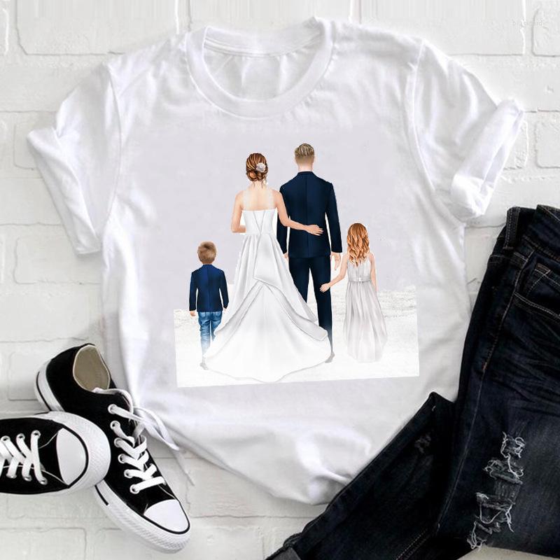 

Women's T Shirts Lady Singer Summer Cartoon Family Happy Time Parent-child Outfit Drop, 032201-d