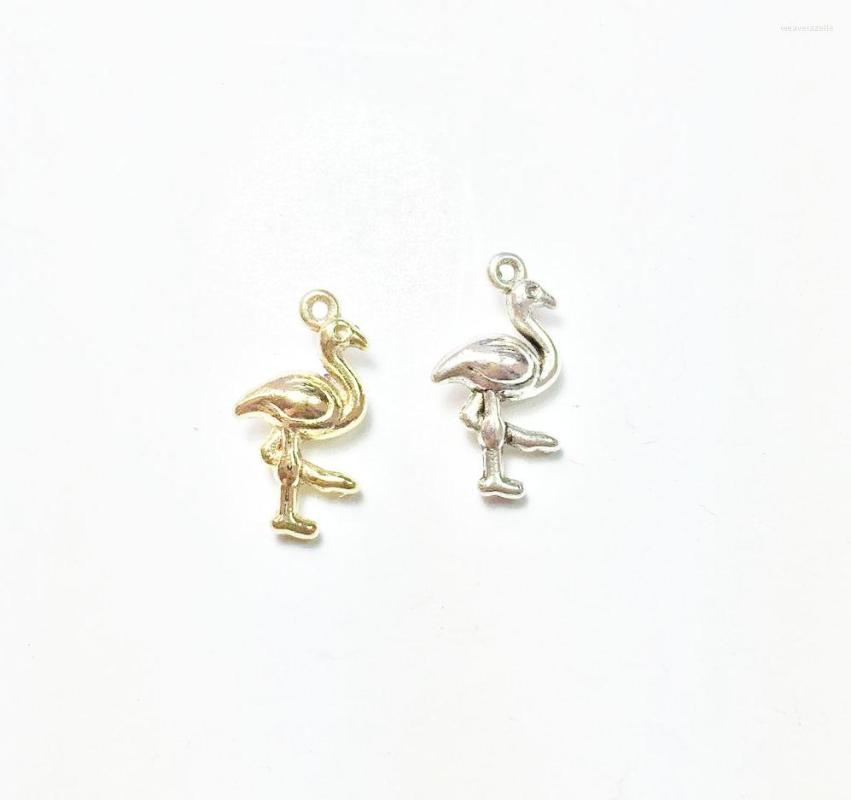 

Charms Eruifa 20pcs 8 14mm Cute Flamingo Zinc Alloy Necklace Earring Bracelet Jewelry DIY Handmade 2 Colors Gold And Burnished Silver