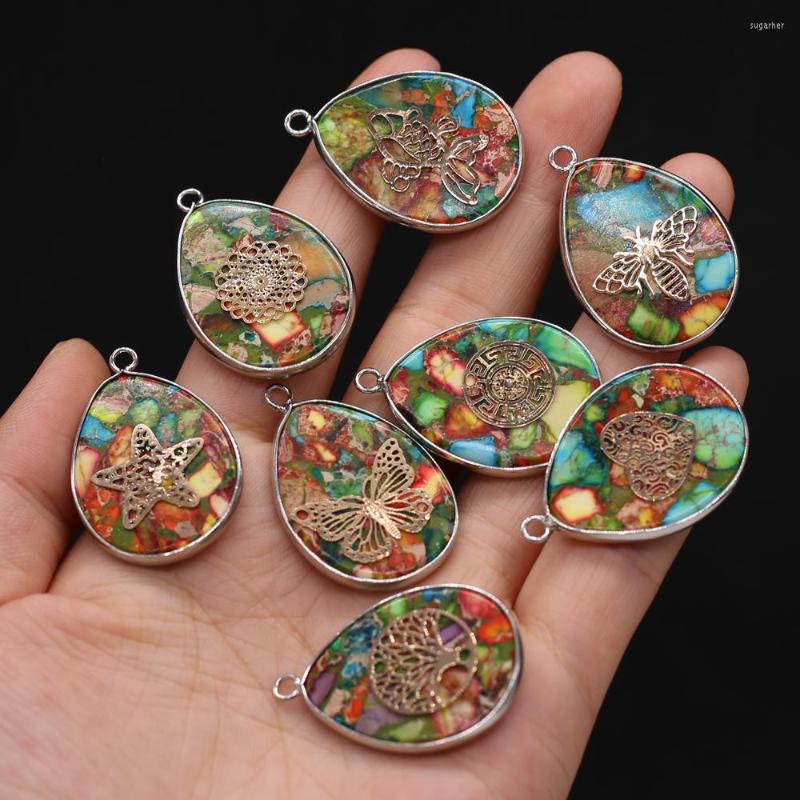 

Pendant Necklaces Natural Stones Colorful Emperor Stone Drop Silver-plated For Jewelry MakingDIY Necklace Earring Accessories Gems Gift1PC