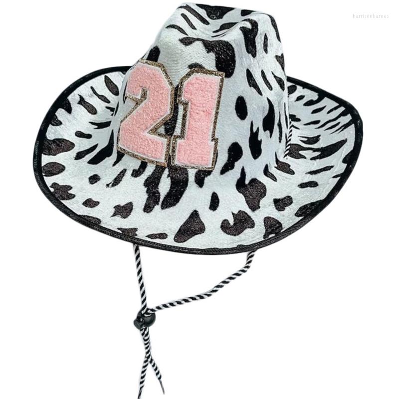 

Berets Cow Print Cowgirl Hat 21 Birthday Cowboy Fedoras, 21 years old