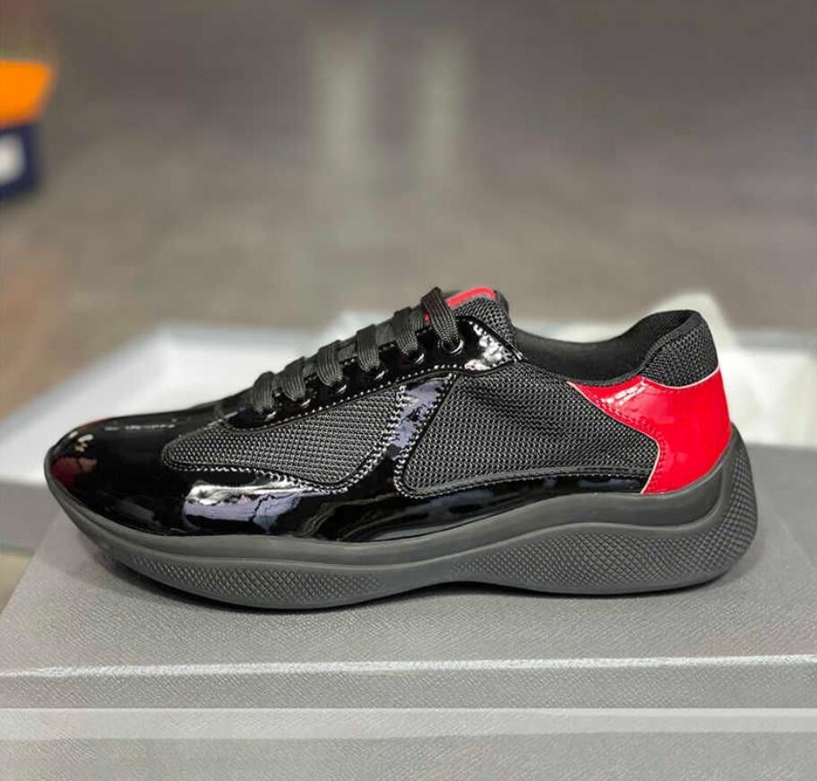 

Casual shoes Mens design america's cup leather sneakers patent flat trainers black mesh lace-up men's casual shoes outdoor runner shoes 38-46