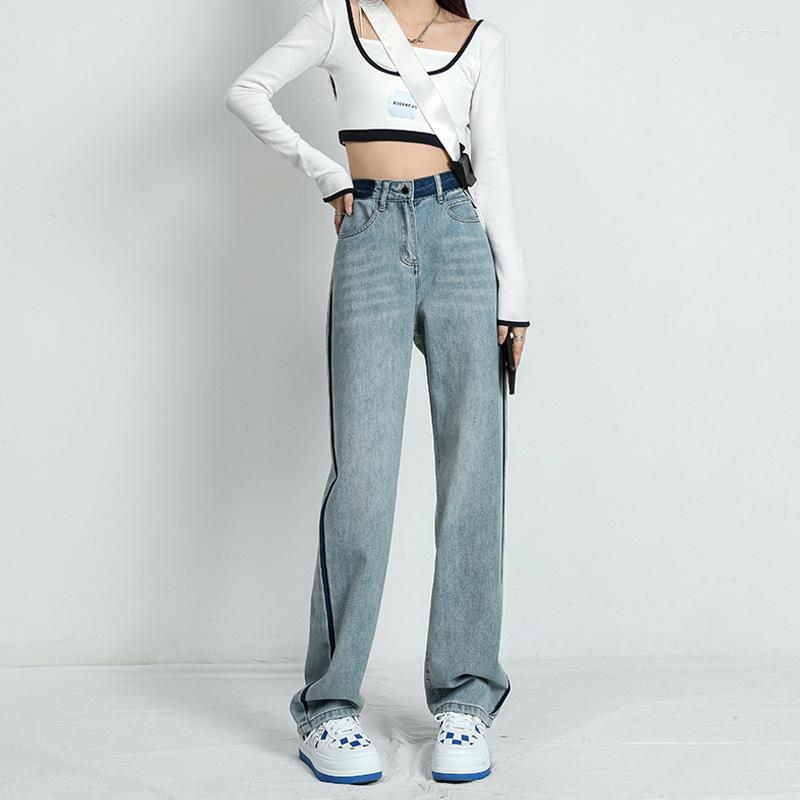 

Women' Jeans Straight Leg Women' Spring And Summer Thin 2023 High Waist Loose Wide Pants Show Design Sense Mop, Light blue