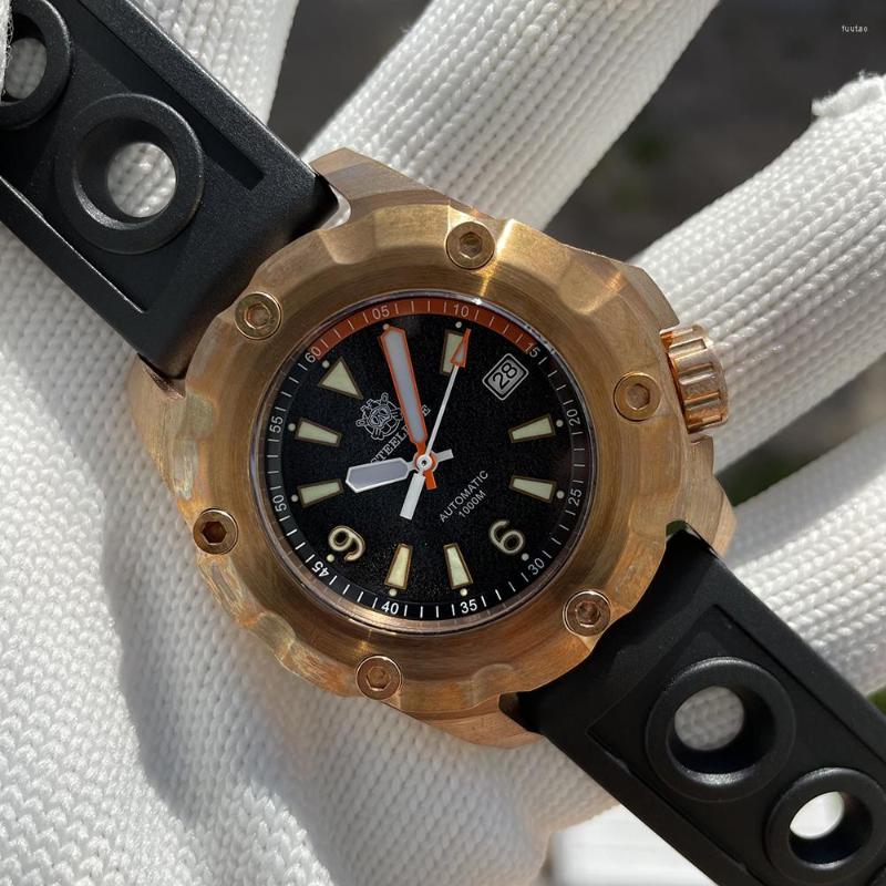 

Wristwatches Arrival SD1942S CUSN8 Bronze Men's Watch STEELDIVE 45mm Case Double Color Swiss Luminous 1000M Waterproof Mechanical, 42s-hr