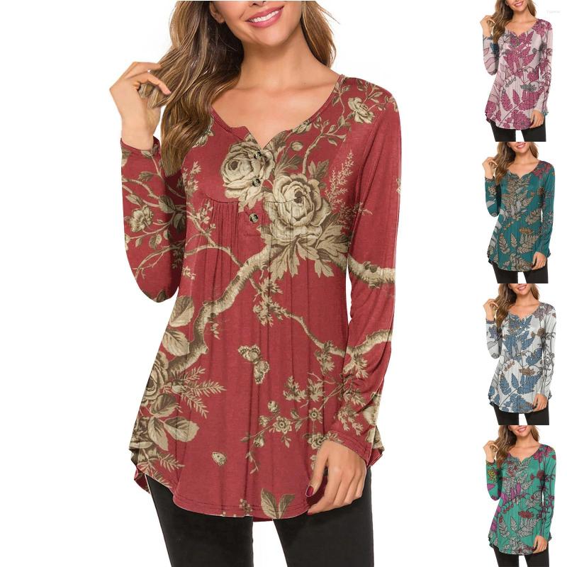 

Women' Blouses Flower Print Women' With Button Blusas Mujer De Moda 2023 Verano Plus Size Woman Clothing Blouse And Shirt For Women, Red