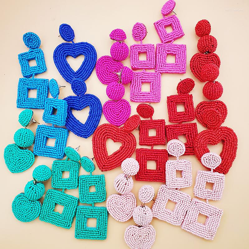 

Dangle Earrings JURAN Bohemia Handmade Acrylic Beaded Drop For Women Statement Jewelry Heart Geometric 2023 Trend