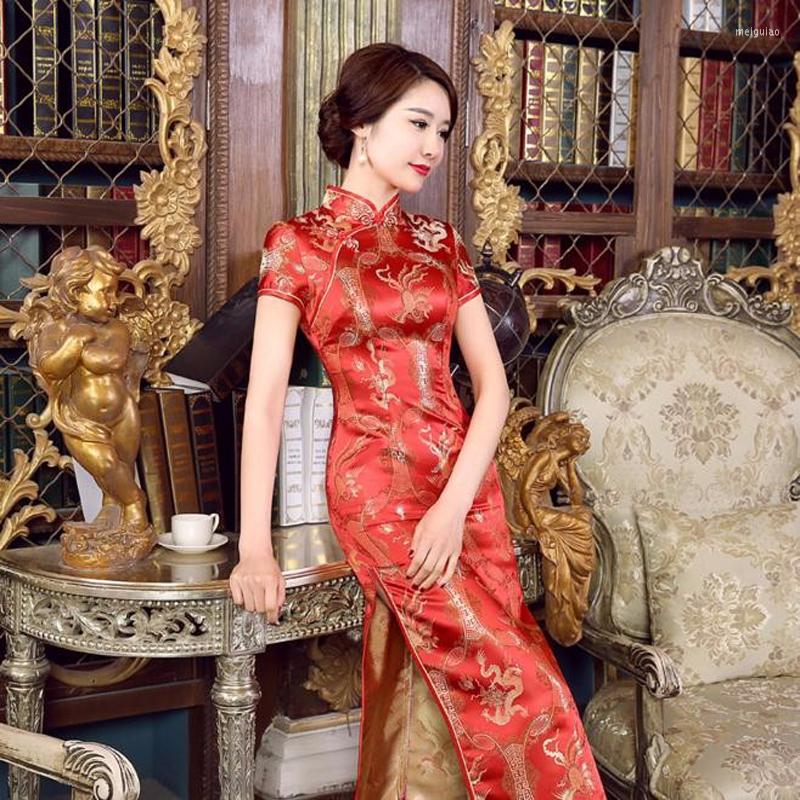 

Ethnic Clothing Women's Cheongsam Satin Dress Chinese Women Traditional Oriental Retro 2023