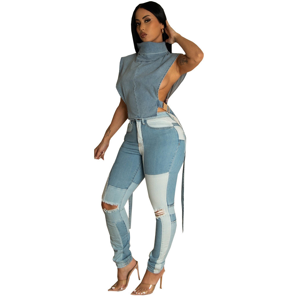 

2023 Designer Workwear Women Denim Vests Summer Y2k Fashion Pile Collar Sleeveless Tank Top Causal Sports Waist Buckle Elastic Jacket Wholesale Bulk Clothes 9720, Camouflage green