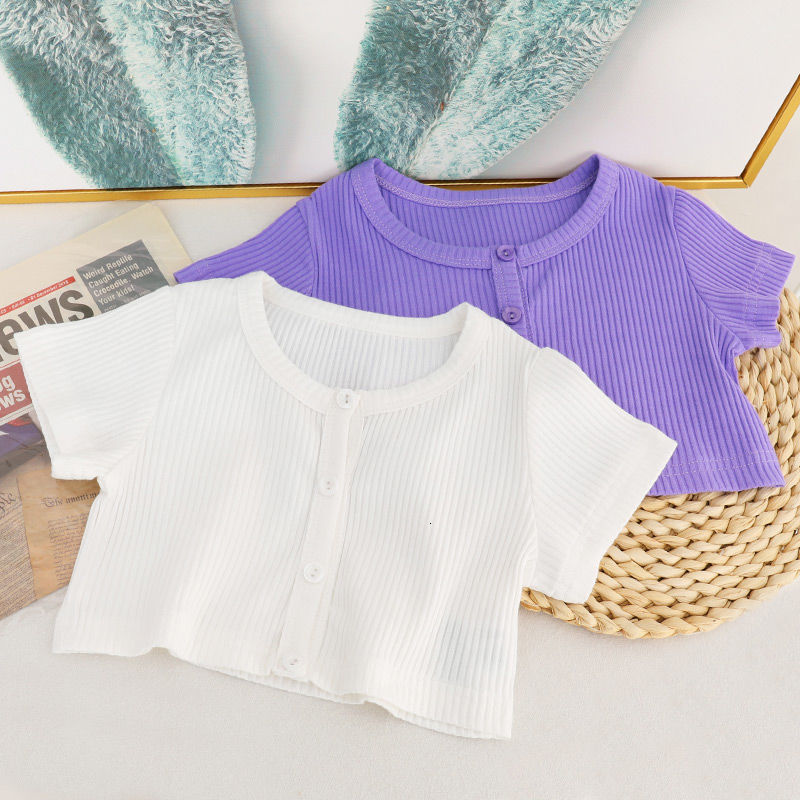 

T-shirts Girls T-shirts Cotton Knitted Hem Crop Tops Short Sleeve T-shirts Costumes for Kids Summer Clothes Girls 10 To 12 Teenage 230414, White