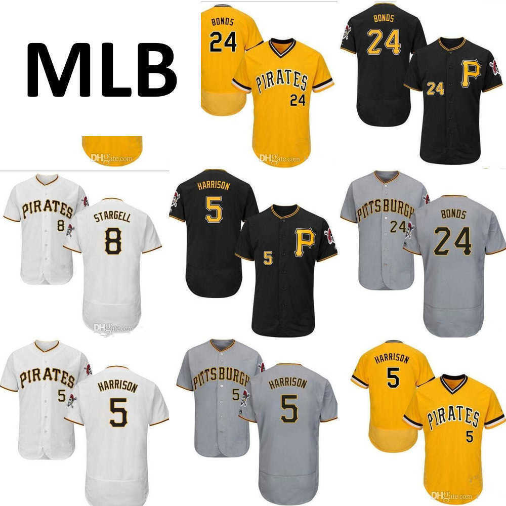 

custom Retro Men's women youth Jersey 24 Barry Bonds 5 Josh Harrison 8 Willie Stargell Black Yellow Grey White Baseball Jerseys, Colour 5