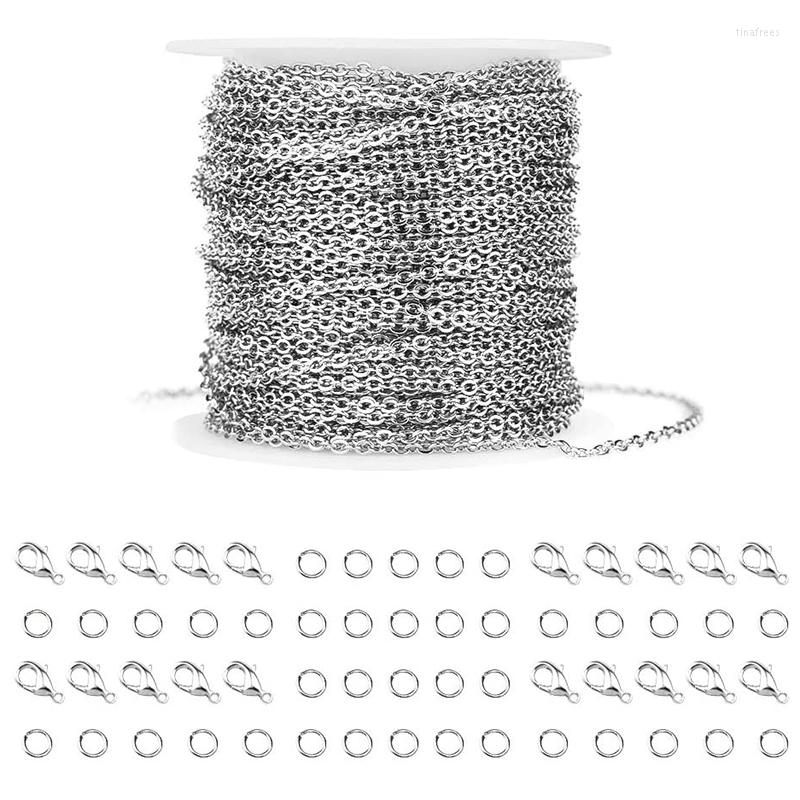 

Chains Silver Color Stainless Steel Cable Chain With 20 Lobster Clasps And 30 Jump Rings For Men Women Jewelry DIY Making 2.0Mm